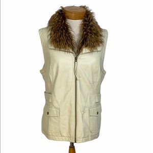 OSO Casuals Faux Fur Cream Vest XL Cozy Chic Y2K Snow Bunny Cottage Core